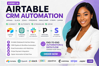 setup airtable openai slack zoho pipedrive mailchimp stripe zapier CRM data flow