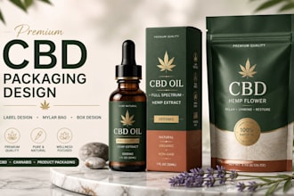 premium cbd packaging, label design, and mylar bag art