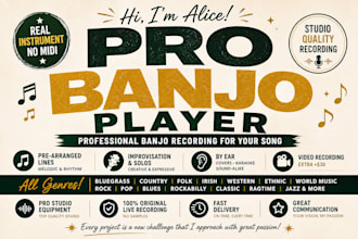 record a professional and nice banjo on your song