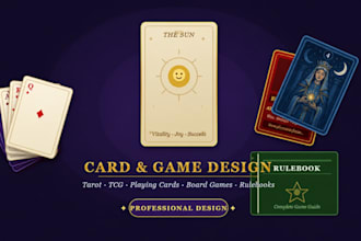 draw card game, board game, tarot cards, tcg, playing cards, rule book design