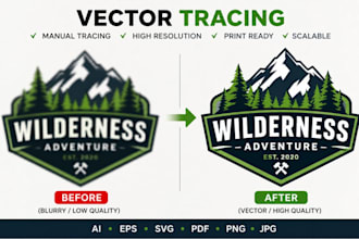 manually vectorize logo, redraw image and convert png jpg to vector