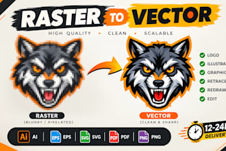 vectorize my logo, redraw, recreate, convert image to vector and full brand kit