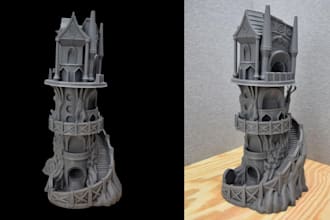sculpt 3d printable dice tower dnd tower 3d terrain tabletop rpg stl 3d printing