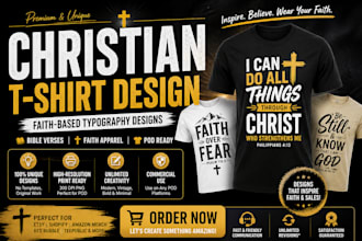 do christian t shirt apparel typography design for pod business merch design