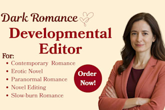 developmental edit romance, dark romance novel developmental editing for erotica
