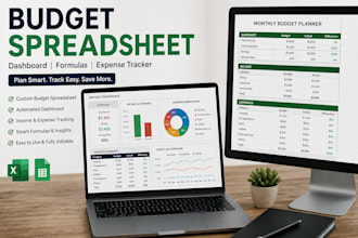 design a professional budget spreadsheet with dashboard, expense tracker