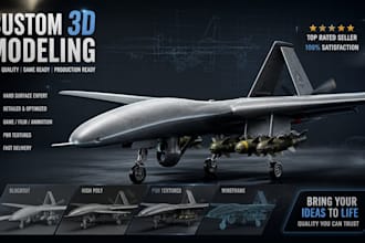 create detailed 3d plane, uav drone and vehicle models and automotive assets