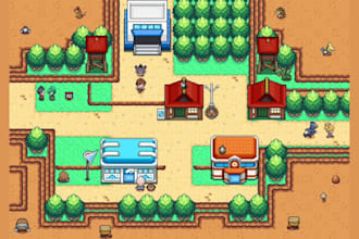 do custom pokemon pixel tileset, overworld assets, tilemap, pokemon gba style