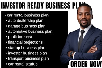 write a  car rental dealership garage business plan with profit forecast