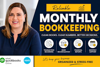 do monthly bookkeeping in quickbooks online with reports and reconciliation