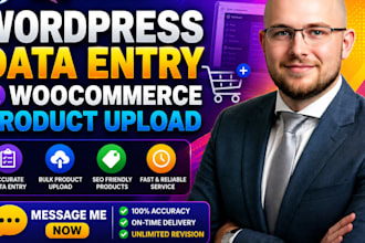 do wordpress data entry and woocommerce product upload