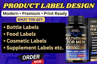 design modern product label, bottle label, and packaging label