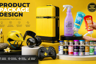 create 3d product renders with package, supplement label design and animation