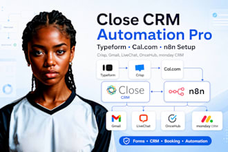 setup typeform crisp cal com close CRM gmail n8n livechat oncehub monday CRM pro
