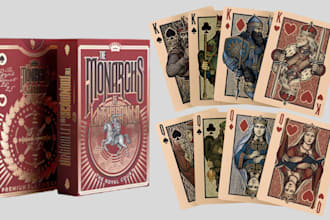 design custom playing cards, poker cards, 52 card deck with printable box layout