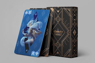 design custom playing cards, poker cards, 52 card deck with printable box layout