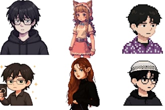 create pixel art portrait, emotes, stickers and pixel pfp