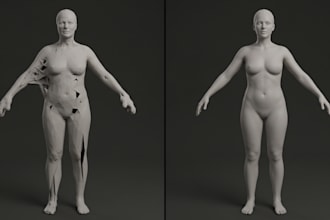 fix ai 3d models, repair stl files, cleanup scans for printing or animation
