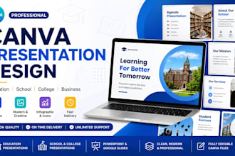 design canva education presentation, school PPT slides