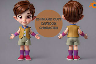 design and rig 3d chibi and cute cartoon character for 3d animation in blender