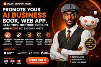 promote ai business book web app, saas tool or store product via reddit SEO post