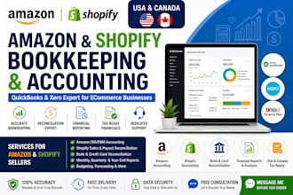 optimize amazon, shopify bookkeeping and accounting for USA and canada