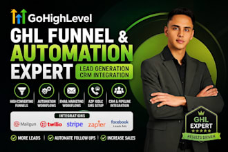 setup ghl funnel automation, lead generation, email workflows, CRM integration