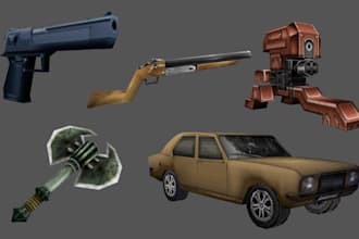 create low poly ps1 ps2 psx game assets, props, low poly ps1 character for games