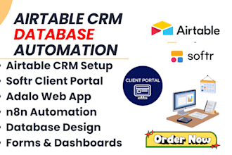 setup airtable CRM database softr web app client portal adalo n8n automation