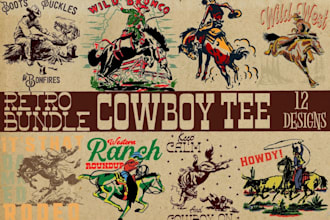 create vintage western cowboy logo with vector illustration