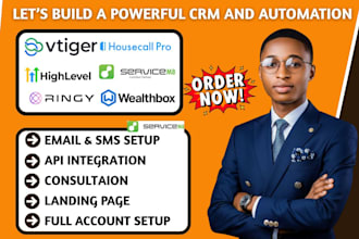 do vtiger housecall pro ghl ai chatbot ringy crm servicem8 wealthbox integration