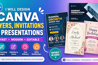 design canva flyers, invitations, and presentations fast
