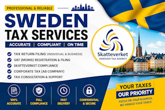 handle sweden tax return, vat moms, and skatteverket filing for individuals