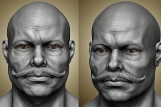 realistic 3d head bust model custom portrait sculpture stl for 3d printing