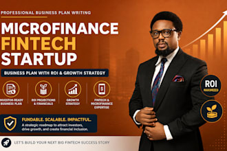 write a microfinance fintech startup business plan with roi and growth strategy