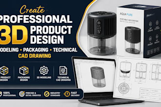 create professional 3d product modeling, packaging, and technical cad drawing