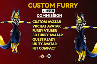 create furry vrchat avatar fursona 3d anthro avatar furry 3d model vrchat furry