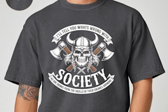 create vintage t shirt viking skull logo