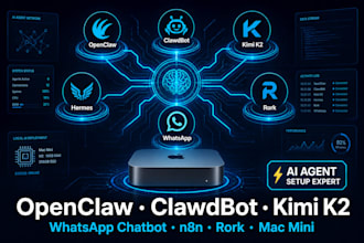openclaw clawdbot hermes ai agent kimi k2 whatsapp chatbot n8n rork app mac mini