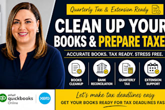clean up your books and prepare financials for quarterly taxes and extensions
