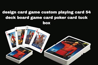 design card game custom 54 playing card deck board game card poker card tuck box