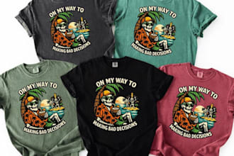 design retro t shirt skeleton beach logo