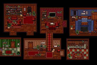create pixel tlleset, building set, furniture tilesets, game asset for any game