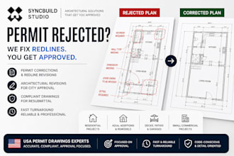 fix your architectural plan correction and redlines for USA city permit approval