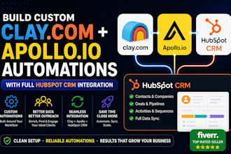 build custom clay com apollo io automations with full hubspot CRM integration