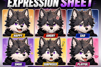 draw your roblox furry avatar roblox head expression sheet anime chibi style