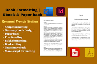 format translate german book manuscript, text, english proofread, copy editing