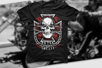 design retro custom t shirt biker helmet logo