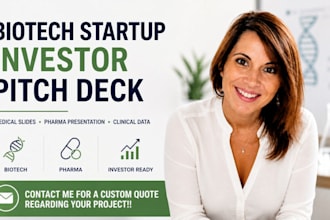 create biotech startup investor pitch deck, medical slides, pharma presentation