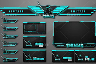 design animated twitch overlay, stream package, panels, alerts and branding
